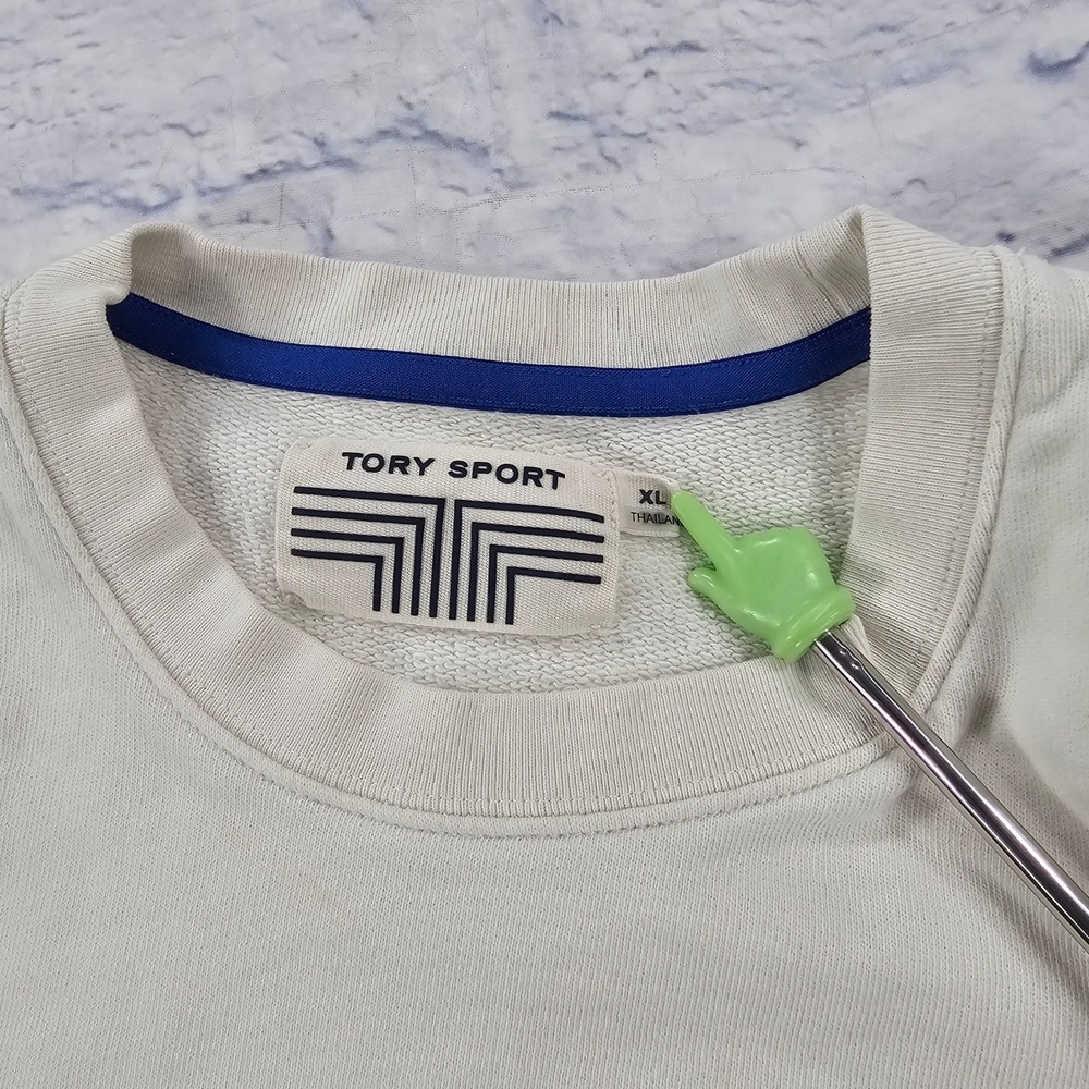 Tory Sport Sweatshirt Womens XL Off White Love Chenille Applique Pullover - Picture 8 of 13